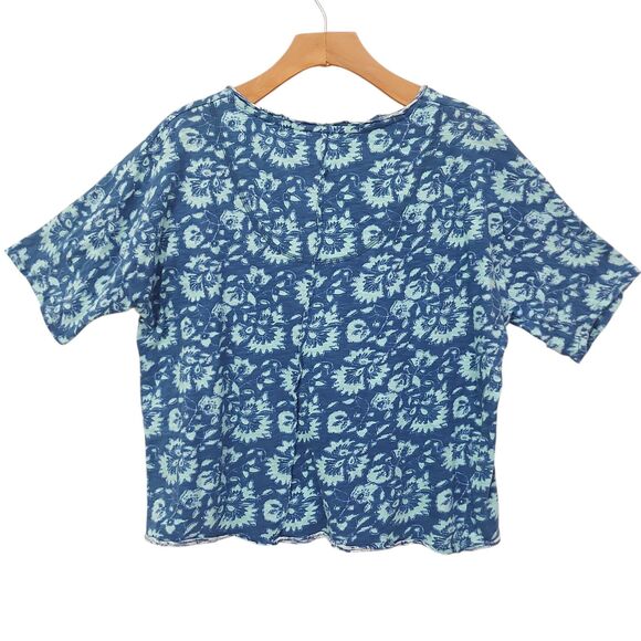 Sundance Top Womens Medium Blue Floral Knit Cotton Lightweight Boho Sustainable - Picture 6 of 11